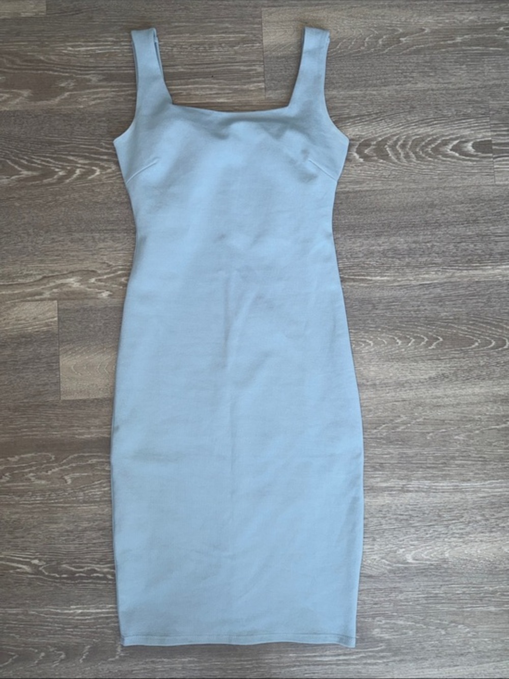 Fashion Nova Light Blue Square Neck Midi Dress